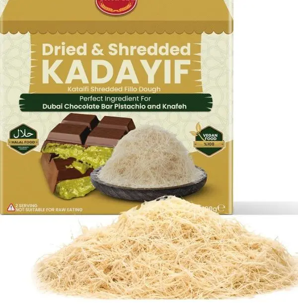 Premium Kataifi Shredded Fillo Dough 100 g (3.5 Oz), Ingredient for The Viral Dubai Pistachio Chocolate Bar, Kunafa & Knafeh, Kurutulmus Kadayif Pastry Dough, Knafeh, Katifi, Shredded Phyllo