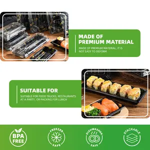 Sushi packing box, Japanese style sushi box, disposable transparent plastic box, anti fog salmon packing box