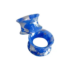 Blue Silicone Ear Gauges Tunnels Flexible Double Flared Flesh Tunnel Expander Stretching Ear Skins Hollow Piercing 4G-5/8"