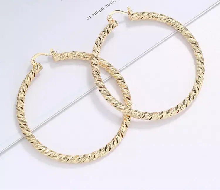 18-Karat Layered Real Gold-Filled Round Hoop Statement Earrings, Classic Style Earrings #14