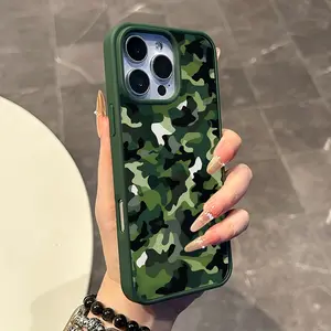Magnetic Compatible Case for iPhone 17 16 E Pro Max 15 Plus 14 13 12 11 XS XR, Pastel Jungle Camo Print | Silicone, Lightweight, Aesthetic, Scratch Resistant, and Cute Protection