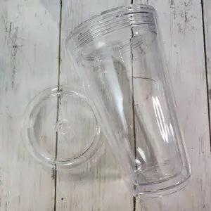 16 oz Acrylic Snowglobe Cup Customized Designed with UV Wrap Clear Plastic Drinkware with Lid