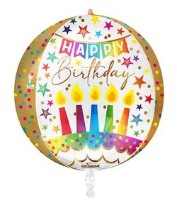 15" Spheres Spherical Round  Birthday Cake Balloons Helium Balloon (1 PACK) #16904