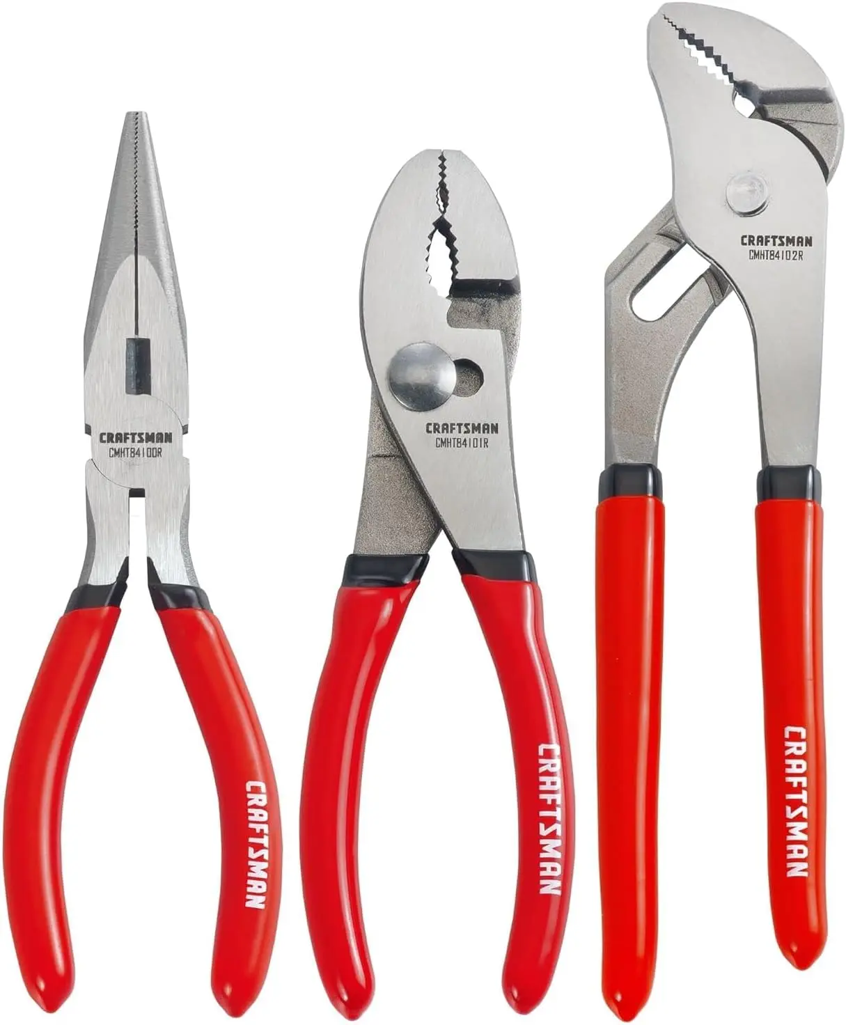3-Piece CRAFTSMAN Pliers Set, Long Nose, Slip Joint & 8" Groove, Durable Hand Tool (CMHT84103R)