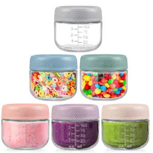 6 Pack 4 Oz Glass Jars with Sealed Lids, Glass Food Storage Containers, Food Storage Organizer, Baby Food Container, Overnight Oats Jar, Microwave Dishwasher Safe, Leakproof Container, Airtight Food Storage