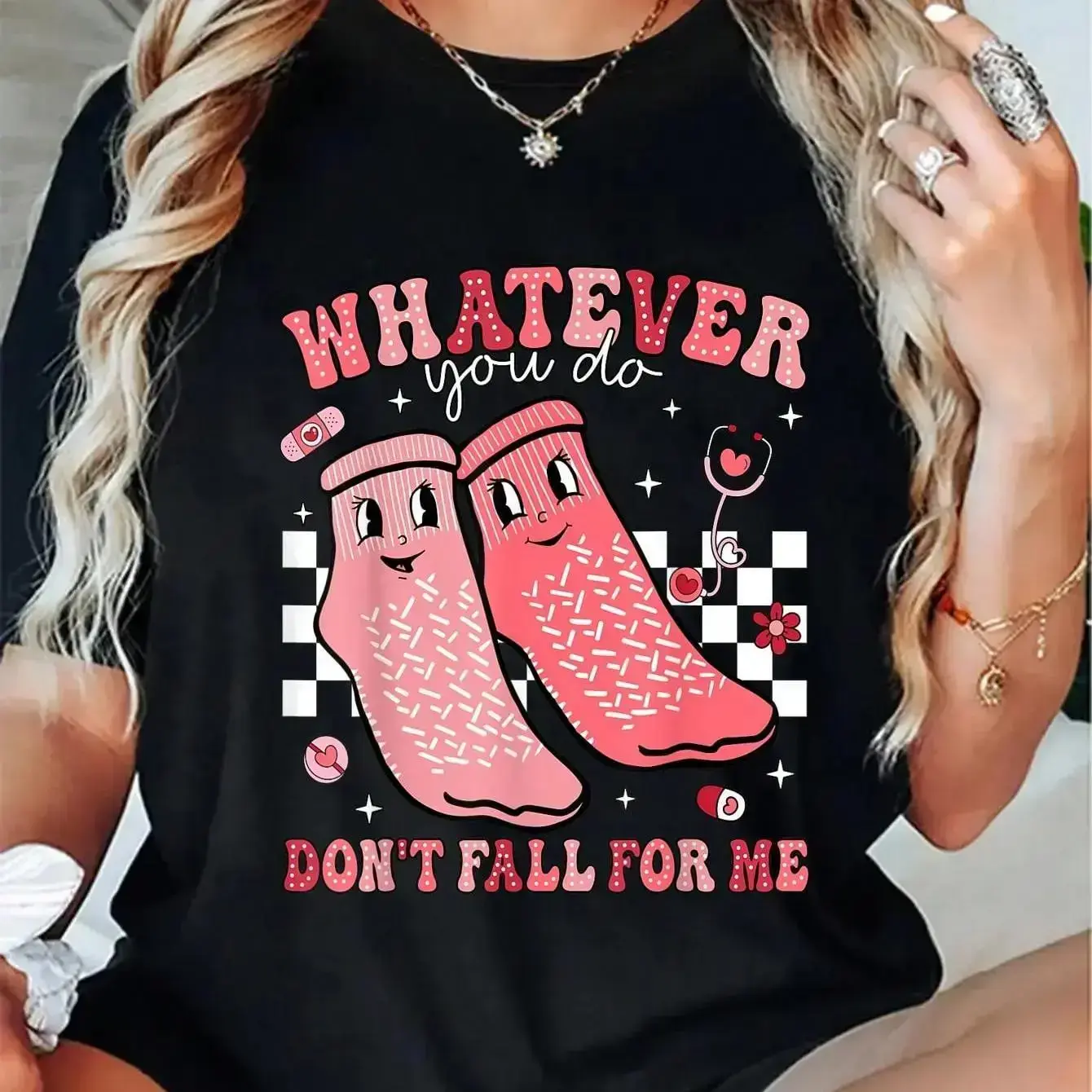 100% Cotton Valentine Whatever You Do Don't Fall For Me RN PCT CNA Nurse T-Shirt zt01