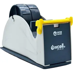 Excell et-227 blue/grey premium twin-roll steel desk top dispenser: 2 in. wide (3 in. core) + sticker