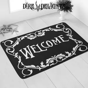 Funeral Welcome Door Mat, Gothic Doormat, Goth Witchy Door Mat,Witch Home Decor, Dark Side Rug, Gothic Rug, Witch Cemetery Doormat