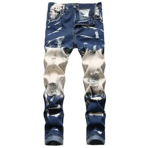 MXCVYCC Men's Ripped Slim Fit Denim Jeans - 2 Torn Distressed Knee, Comfort Flex, Stylish Menswear Pants for All Seasons, Hip Hop Streetwear Casual