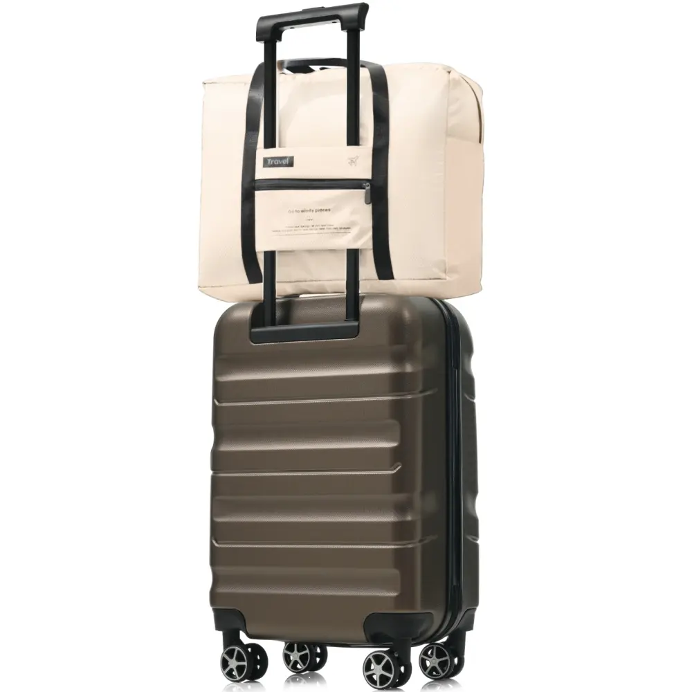20-Inch Hardshell ABS Carry-On Luggage with Spinner Wheels - Lightweight Travel Set with Foldable Duffel Bag for Men & Women