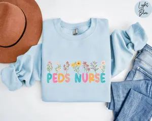 PICU Nurse T-Shirt or Sweatshirt PICU Nurse Shirt Pediatric Nurse Sweater, Wildflowers PICU Nursing tshirt, Pediatric Intensive Care Unit Pullover Crewneck Hoodie Unisex Womenswear
