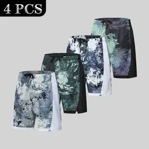 Men’s 4-Pack Mid-Length Tie-Dye Shorts, Trendy Casual Activewear - Breathable, Skin-Friendly, Non-Overheating Athletic Menswear for Street Style Sports Clothes