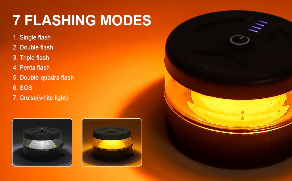 DIBMS Magnetic Wireless Beacon Light, USB-C Rechargeable LED Strobe Lights for Trucks, Mini Portable Flashing Emergency Safety Warning Light for Postal Car Tractor UTV Golf Cart IP67 Waterproof Amber cars accessories car stuff