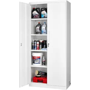 VEVOR Metal Storage Cabinet, Lockable Steel Garage Cabinet with Magnetic Doors and Adjustable Shelves, 2 Keys, 5-Tiers Tall Tool Locker for Home, Office, School, Pantry, Warehouse, Laundry, BlackVEVOR Super Brand Day