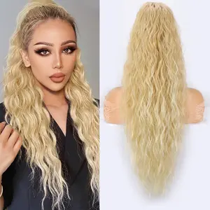 CHAOEE Ponytail Extension 26Inch Drawstring Ponytail Hair Extensions Long Curly Wavy Ponytail Natural Wavy Synthetic Extension Hairpiece for Women Daily Party Use Long Black Synthetic Ponytail Extension