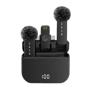 H61 Wireless  Broadcast Live Microphone Dual Microphone 20m Suitable for Mobile Phone Tik Tok, Short Video Recording with Charging Case Audio Compact mic for