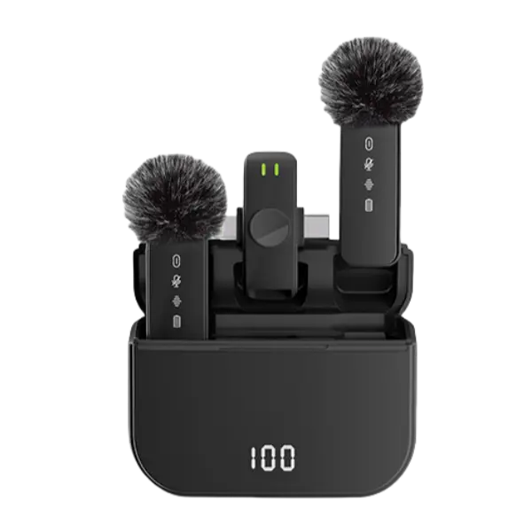 H61 Wireless  Broadcast Live Microphone Dual Microphone 20m Suitable for Mobile Phone Tik Tok, Short Video Recording with Charging Case Audio Compact mic for