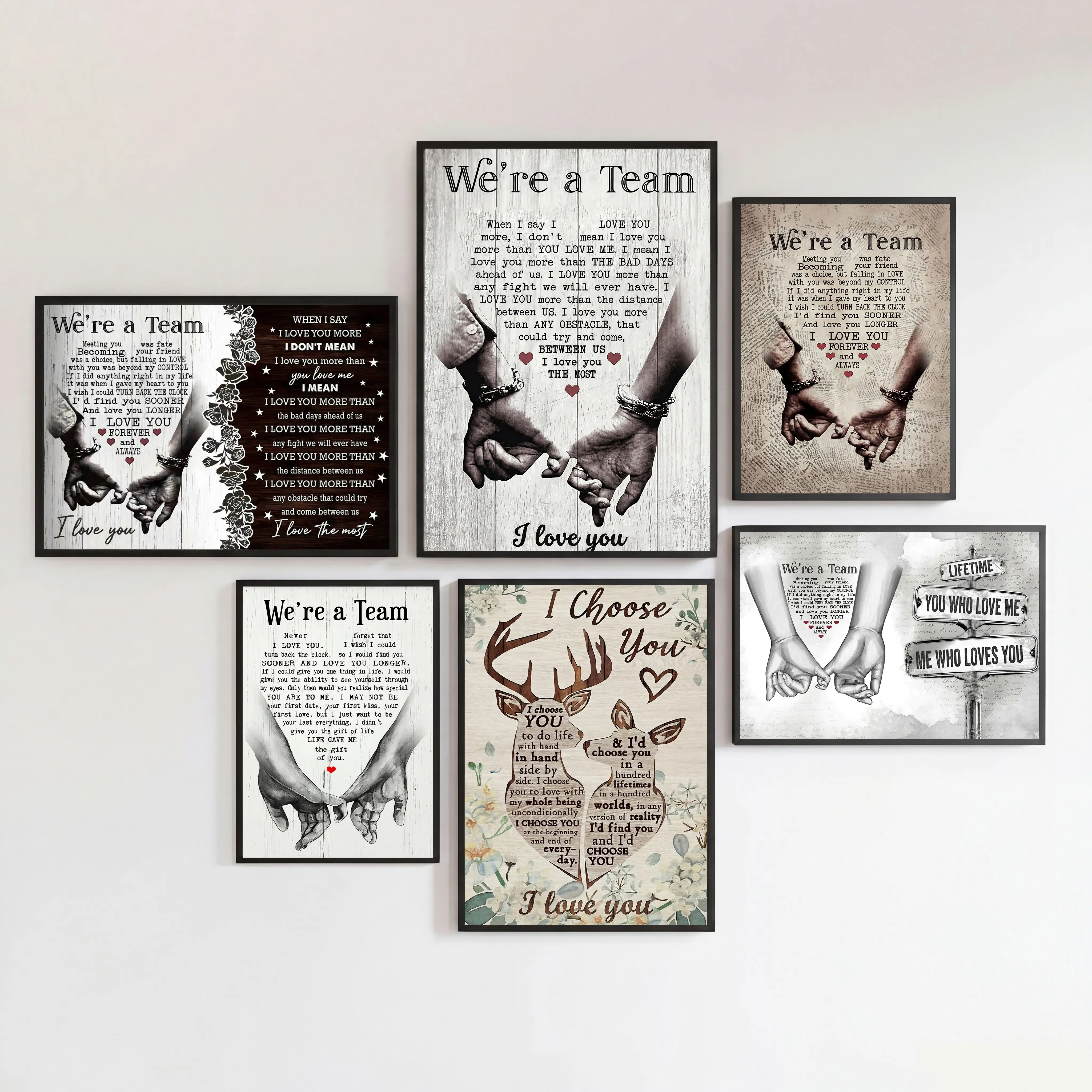We're A Team Couple Poster for Valentine's Day wall decoration for Couples, Anniversary Canvas for Couple Parent Grandparent, Couple Lover Husband Wife, Romantic Wall Decor, Wedding Keepsake