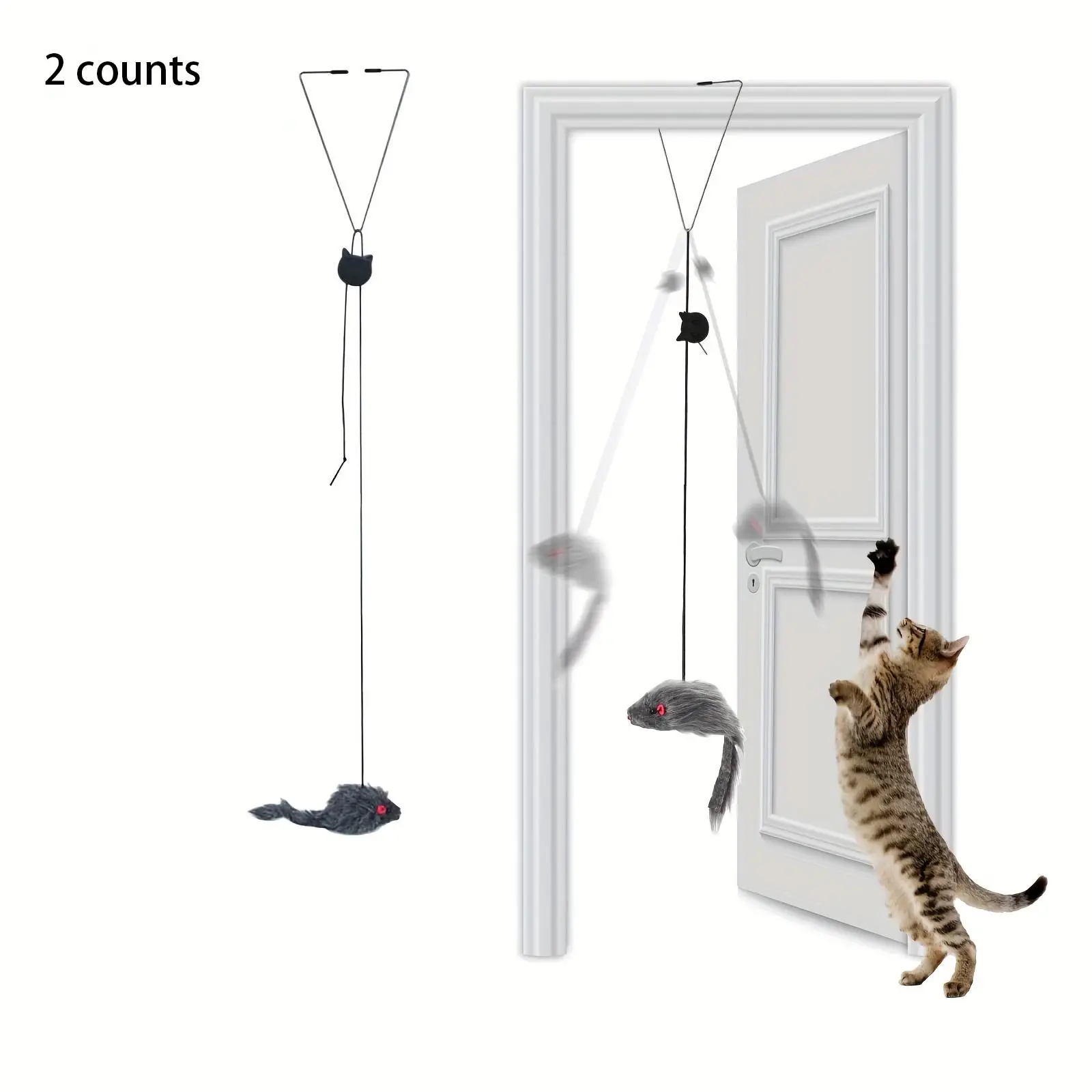 Adjustable Hanging Cat Toy, 2 Counts Interactive Cat Teaser Toy, Pet Supplies for Indoor and Outdoor Playing, Cat Toys, Christmas Gift