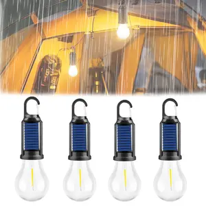 2/4 Pcs Solar Tent Lights USB Rechargeable Led Camping Lantern,Outdoor Hanging Light Bulbs with Clip Hook for Camping,Decorations,Emergency,Flashlight