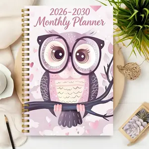 2026-2030 Monthly Plan/Calendar - From January 2026 to December 2030, a 5-year monthly plan, Sunflower Cover Design Diary Notebook, Storage Pockets, Holiday, New Year, Valentine's Day Gift