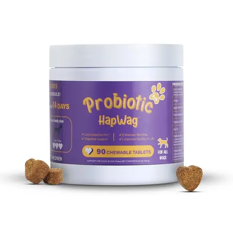 HAPWAG 8-in-1 Dog Multivitamin Soft Chewables - Natural Pork Flavor, Probiotics, Fructooligosaccharides, Krill Oil, Gut Support, Immune Booster, 90 Treats for All Ages Dogs