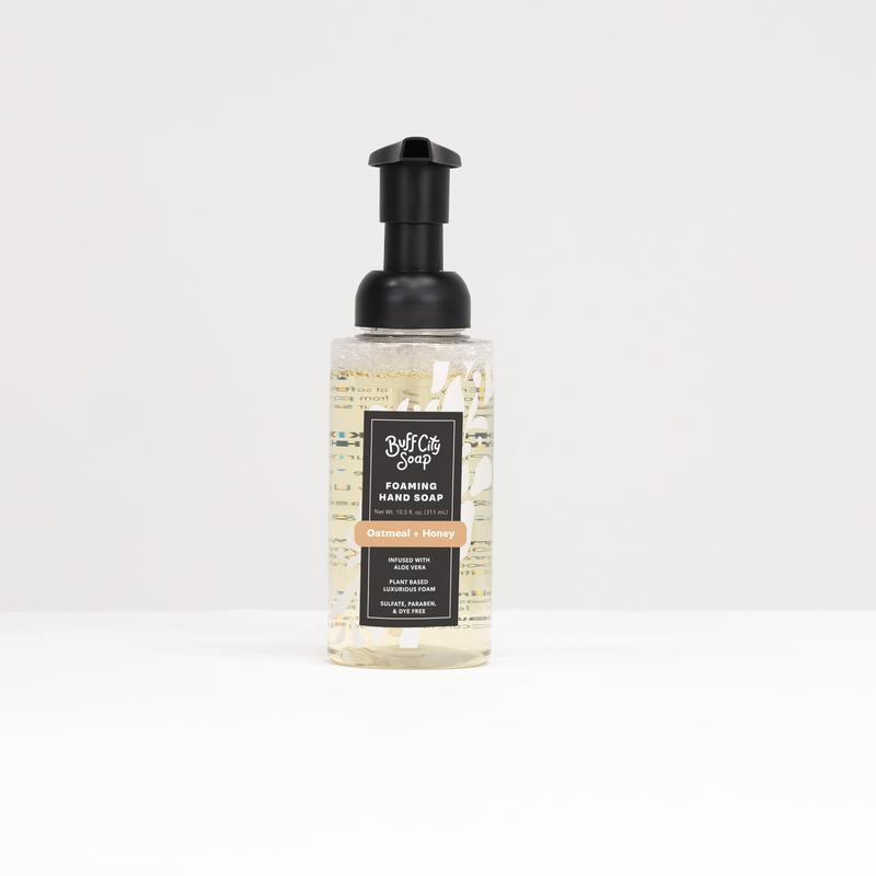 BUFF CITY SOAP Oatmeal + Honey Foaming Hand Soap - Hydrating Formula in Glass Bottle