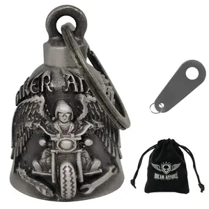 Dream Apparel Biker Angel Riding Bell, Christmas/Halloween Bell, Gremlin/Guardian Motorcycle Bell/Motorcycle Key Chain For  Women Men W/Hanger Biker, Bell For Riders, Good Luck Riding Bell SpiritBell Moto Accessories