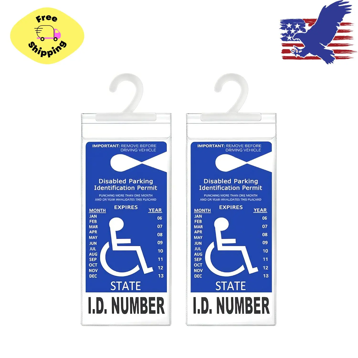 Handicap Placard Holder, Ultra Transparent Disabled Parking Permit Protector Sleeve, 2Pcs