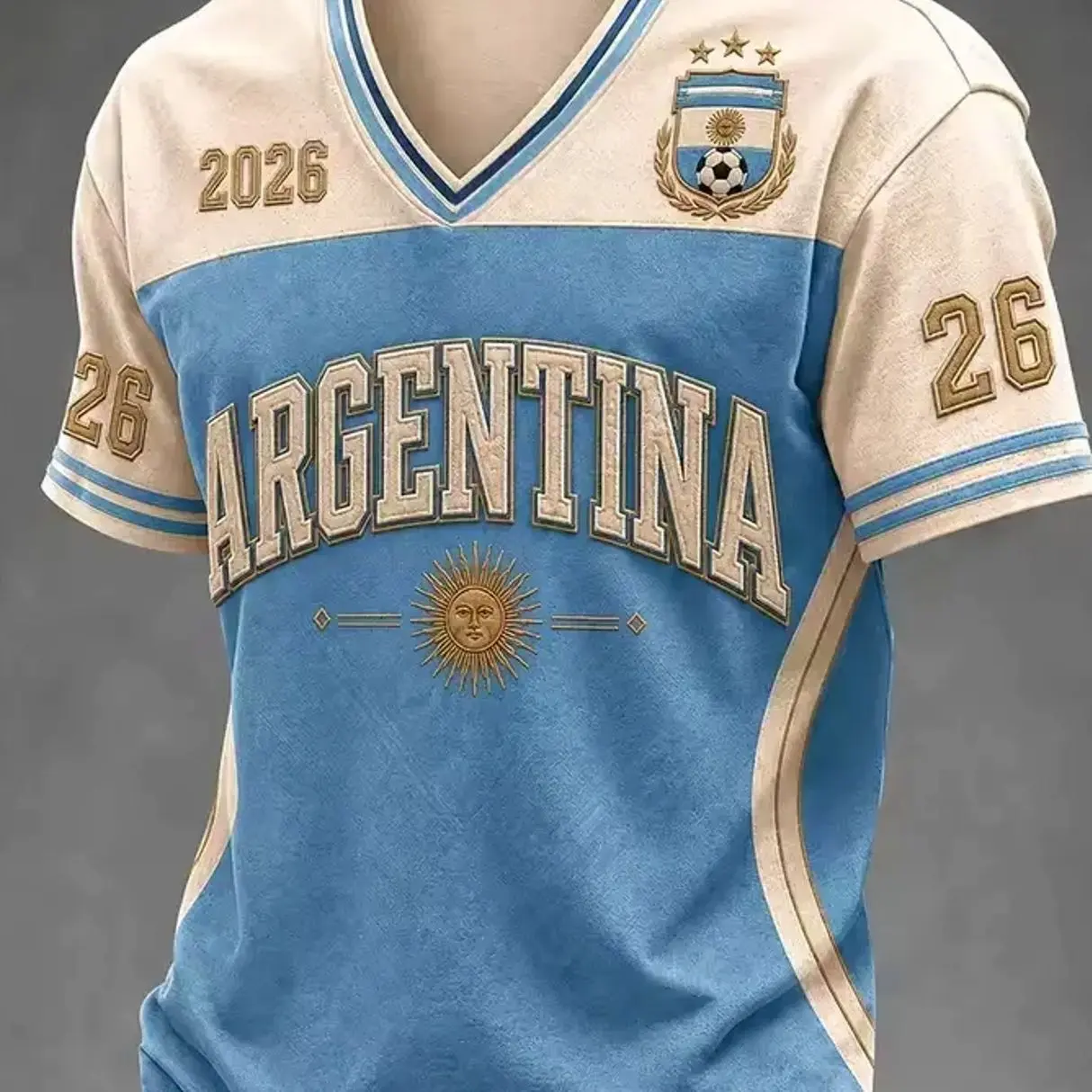 2026 Argentina 3D Print Football Jersey, Quick Dry Breathable T-Shirt, Casual Daily Training Tops for Men Women
