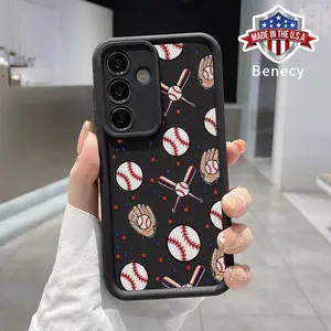 TPU Phone Case Compatible with Galaxy S23 Ultra S24 Plus S25 S22+ Baseball Pattern Drop Protection Shockproof Soft Silicone Smartphone Cover Casing