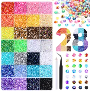 Resin jelly rhinestones for sparkling decoration; multi-colored 3mm flat-bottomed gemstones suitable for diamond painting; sparkling decoration sets suitable for nail art, crafts, books, makeup, etc.