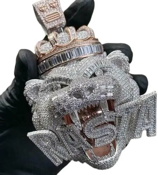 【066】Mega Iced Out Crowned Panther Pendant | The Apex Predator Statement Piece Rhinestone Decorated Jewelry