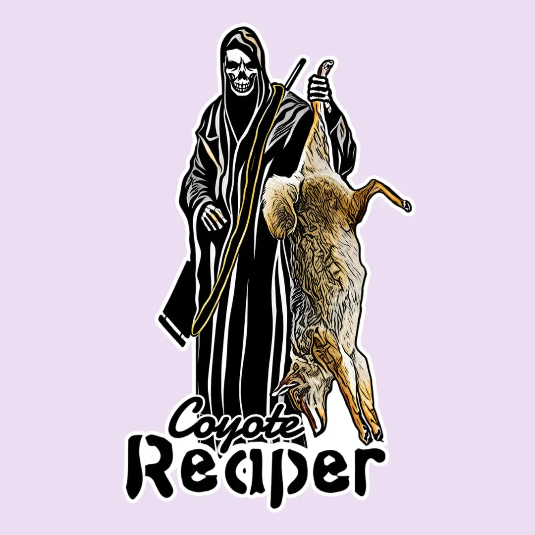 Coyote Reaper Sticker, Grim Reaper Coyote Hunting Vinyl Decal, Predator Hunter Sticker, Funny Hunting Gift, Waterproof Vinyl Deca