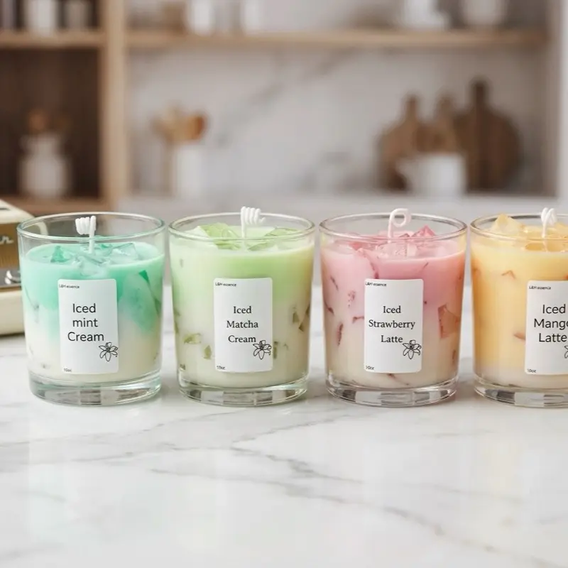 Iced Mint Cream Candle - iced strawberry latte - iced matcha cream - iced mango latte - iced coffee latte -Decorative Ornaments for Home Decor  10 oz