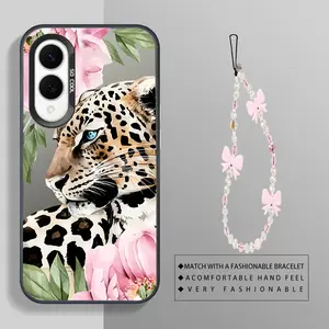 Pink Peony Leopard Pattern suit bracelet phone Suitable For Samsung Galaxy S25 EDGE 5G Case is suitable For For Galaxy S25 EDGE 5G with PET Shock proof design perfect for popular