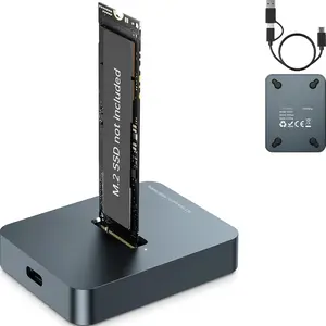 M.2 NVMe SSD Reader External, 10Gbps to USB Adapter for Both M.2 (M Key, B+M Key) NVMe and SATA NGFF SSD Dock, Size for M2 22110 2280 2260 2242 2230 Drive Docking Station -  Alloy