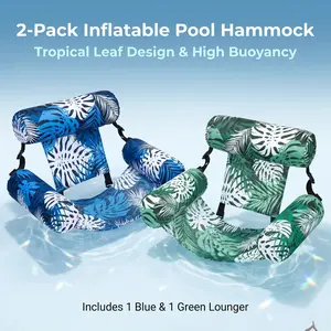 2-Pack Floating Hammock Lounger, Inflatable Pool Chair with Backrest, Multi-Purpose Pool Float Seat for Adults, Perfect for Pool Lake Beach Summer Relaxation & Outdoor Fun