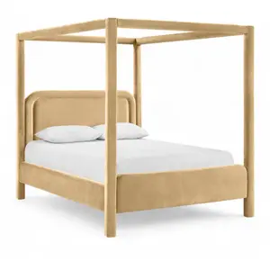 Salina Camel Velvet Upholstered Queen Bed