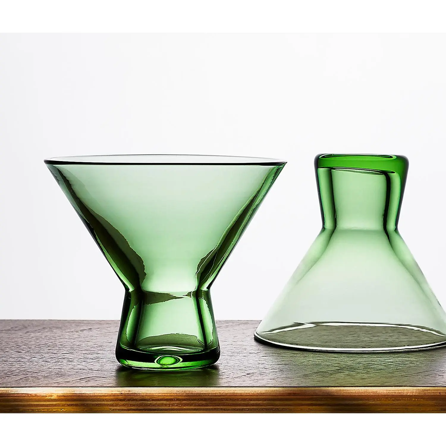 Acopa Pangea Stemless Martini Glass Set: Fluorite Green