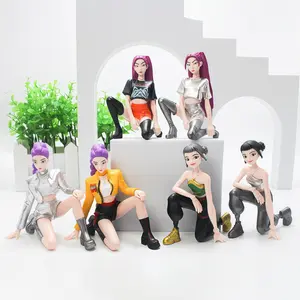 K-POP "Demon Hunt" girl group figurines, popular TikTok items such as Lumie, Mira, and Zoey action figures, girl group squatting figurines for tabletop display, toys and gifts, perfect for giving as a gift to a best friend