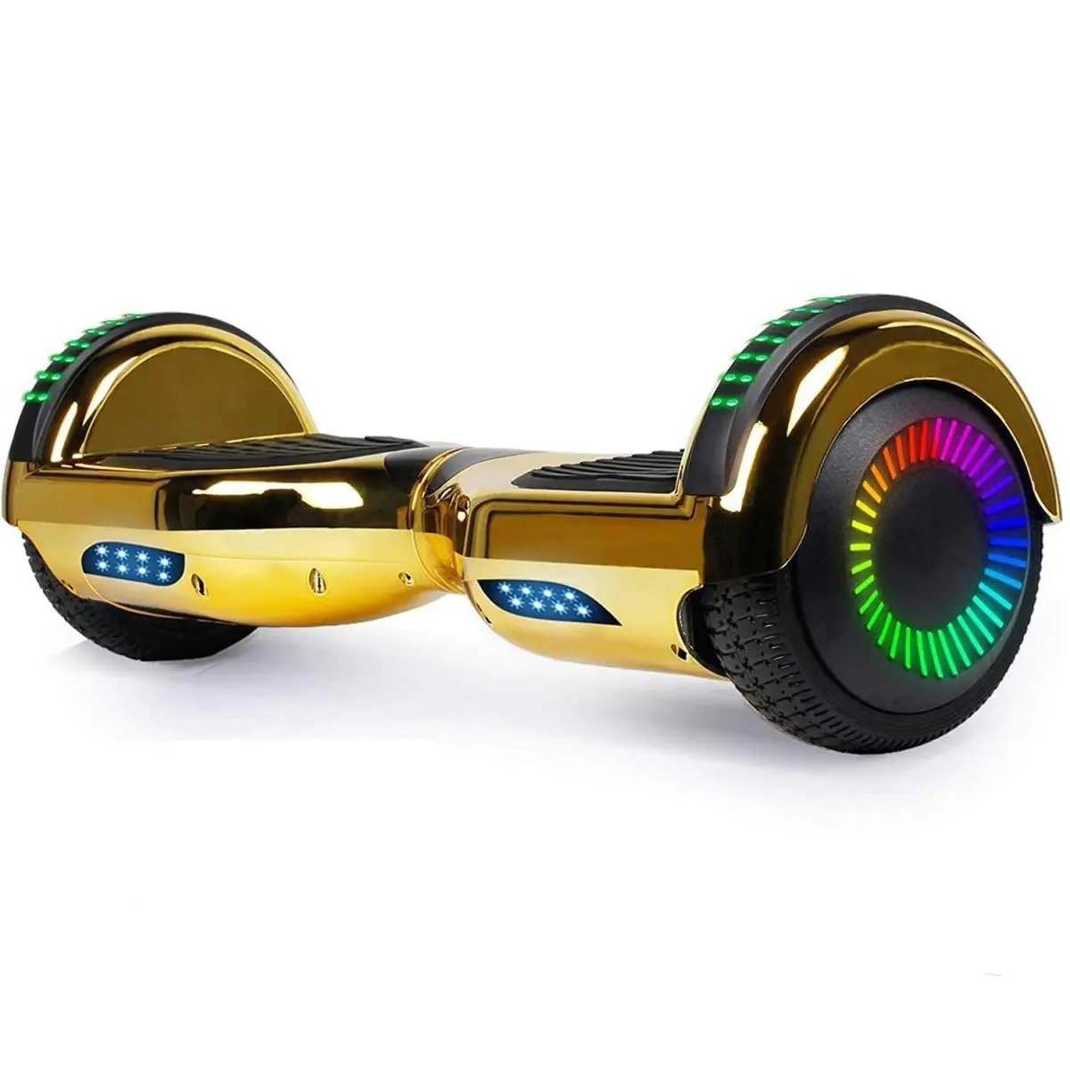 212 MAIN Self-Balancing Electric Hoverboard, Chrome Finish with Gold Accents, Built-in Accent Lighting, Dual Color Spectrum Wheels, Dual Color Wheels