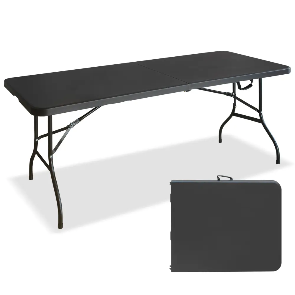 6ft Black Multi-functional Portable Outdoor Table - Foam, Folding, Storage for Picnic, Game Scenarios