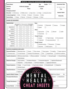 Mental Health Cheat Sheets: Pre-Formatted Pages for Professional Assessments