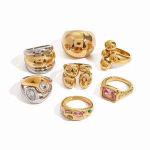 Pack of 3 PCS Stainless Steel Big Waterproof Rings - High-Quality Random Selection Jewelry Accessories for Ring Enthusiasts