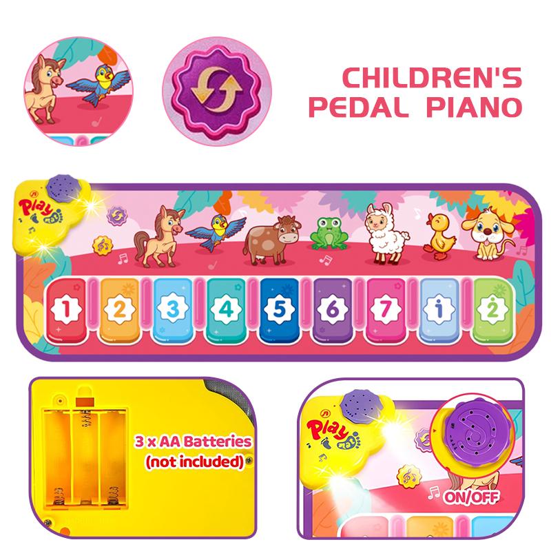 Interactive music game mat with piano keys, dance pad, and lighting effects - Children's educational dance mat with musical notes and colorful animals - Birthday/Christmas/Halloween gift suitable for boys and girls - Floor piano toy