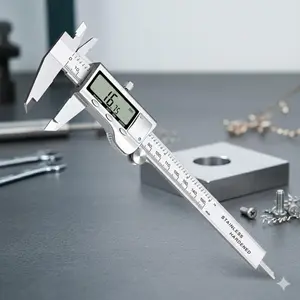 Precision Digital Caliper 0-150mm Stainless Steel Micrometer Depth Gauge IP54 Waterproof Industrial Metal Electronic Vernier Caliper Tool Fast Reading for Engineering Machining Measurement