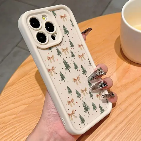 Durable Silicone Protective Cover for iPhone 17 Pro Max,16 Plus,15,14,13,12,11,Air E - 1.2mm Multi-Model Case, Antique Christmas Tree Bowknot Design, Anti-Scratch, Shockproof TPU Soft Shell, Drop-Proof Phone Accessory