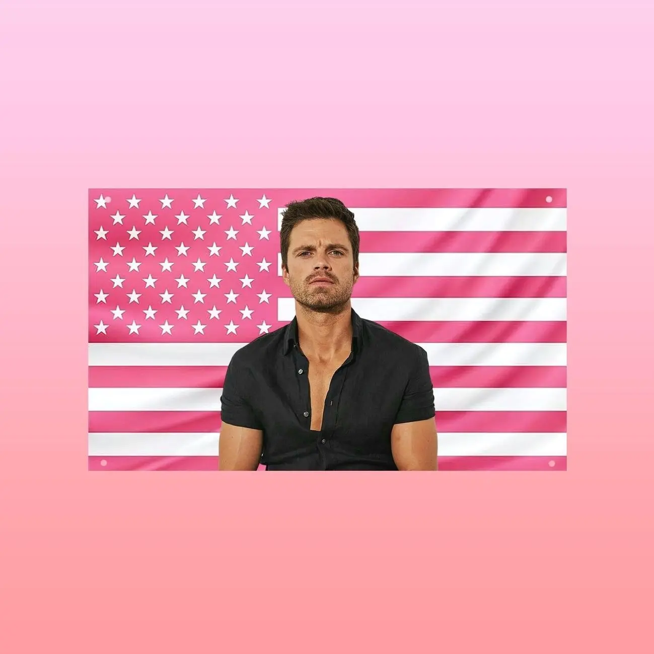 Bucky Barnes Flag Tapestry Pink | Winter Soldier Sebastian Stan Wall Decor | Marvel Aesthetic Frat Room Flag Fan Gift