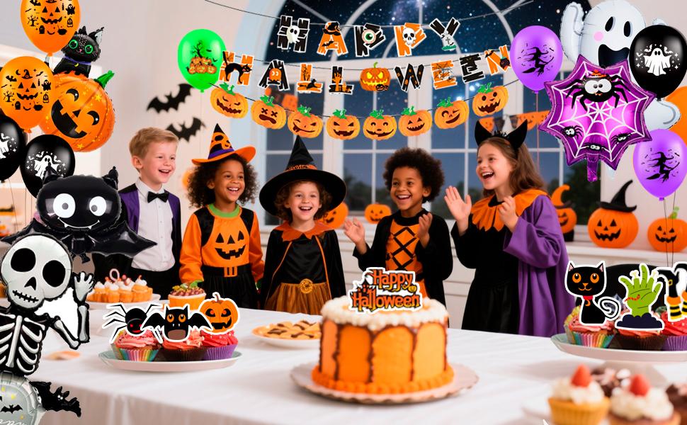 Happy Halloween Decorations 75Pcs Halloween Party Kit Happy Halloween Banner Halloween Balloons Halloween Deocration Foil Balloons Halloween Cake Topper etc Halloween Party Decorations Supplies Happy Halloween Decorations 75Pcs Halloween Party Kit Happy Halloween Banner Halloween Balloons Halloween Deocration Foil Balloons Halloween Cake Topper etc Halloween Party Decorations Supplies
